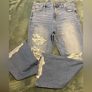 American Eagle Outfitters Light Blue Distressed Flare Jeans